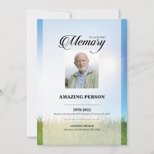 スカイ葬儀祈りの言葉カードテンプレート (正面)