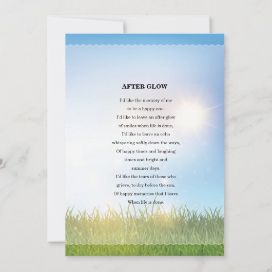 スカイ葬儀祈りの言葉カードテンプレート (裏面)