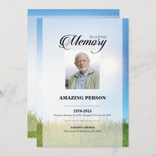 スカイ葬儀祈りの言葉カードテンプレート (正面/裏面)