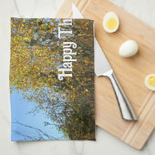 スカイ踊り紅葉-カスタム感謝祭 キッチンタオル (四つ折り)