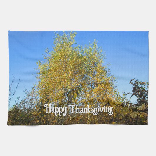 スカイ踊り紅葉-カスタム感謝祭 キッチンタオル (横)