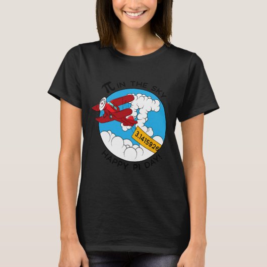 スカイ飛行機おもしろい数学おたく誕生日ギフトパイ日 Tシャツ (正面)