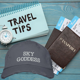 スカイ・ゴッデス・タイポグラフィー ワンダーラスト シンプル 刺繍入りキャップ