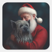 スカイ・テリアとサンタクロースのクリスマス スクエアシール (正面)