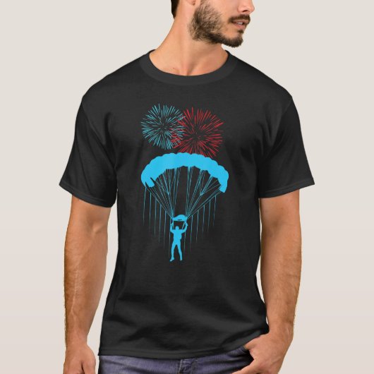スカイ パラグライダー パラモーター パラグライディング 4th 花火 tシャツ (正面)