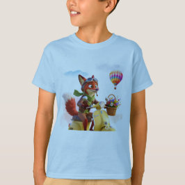 "スカイ・フォックス" 夜明けの飛行士 かわいい動物の冒険 Tシャツ