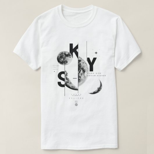 スカイ 月の満ち欠け Tシャツ (デザイン正面)