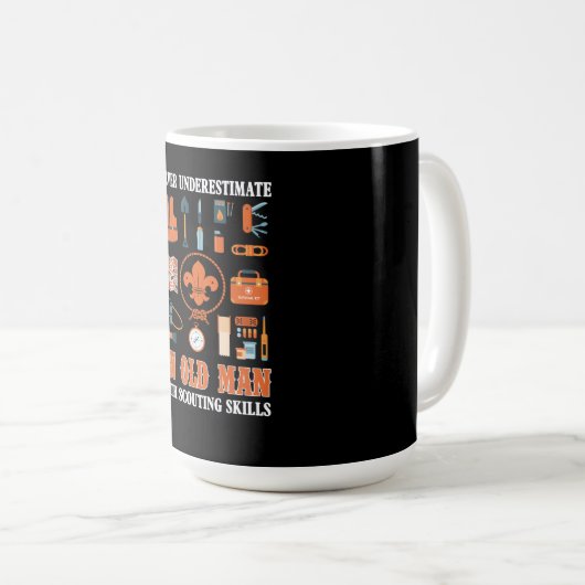 スカウティングの技術を持つ老人を決して過小評価しない コーヒーマグカップ (正面右)