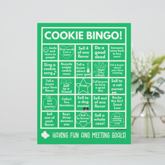 スカウティング – Cookie Booth Bingo on Letterhead レターヘッド (スタンド正面)