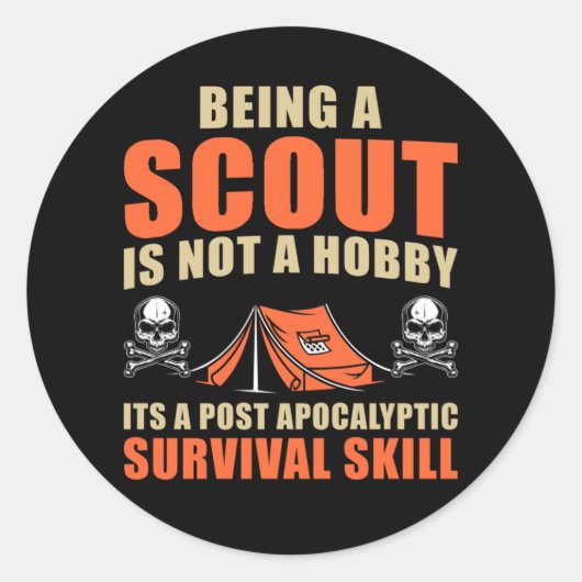 スカウトおもしろいアドベンチャーテント自然愛好家キャンパー ラウンドシール (正面)