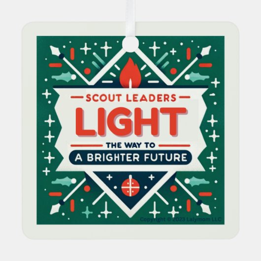 スカウトの指導者たちが明るい未来のオーナメントを築く メタルオーナメント (正面)