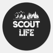 スカウトライフスカウト愛好家ギフトハイキングハッピーキャンプ ラウンドシール (正面)