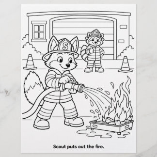 スカウト・ザ・フォックスが火事を消すぬりえ