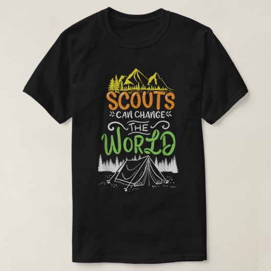 スカウト ボーイスカウト キャンプ 山々 Tシャツ (デザイン正面)