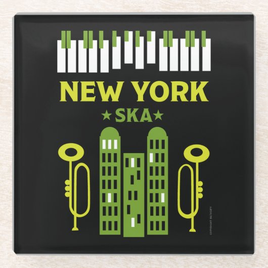 スカジャズ音楽 ガラスコースター (正面)