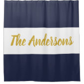 スカスタムクリプトテンプレート(濃い青と白) シャワーカーテン (正面)