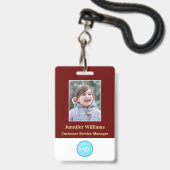 スカスタムタッフ従業員の写真名ロゴバーコードID バッジ (正面（ネックストラップ付）)