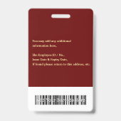 スカスタムタッフ従業員の写真名ロゴバーコードID バッジ (裏面)