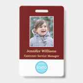 スカスタムタッフ従業員の写真名ロゴバーコードID バッジ (正面)