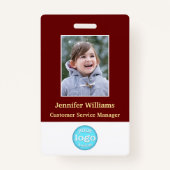 スカスタムタッフ従業員の写真名ロゴバーコードID バッジ (正面)