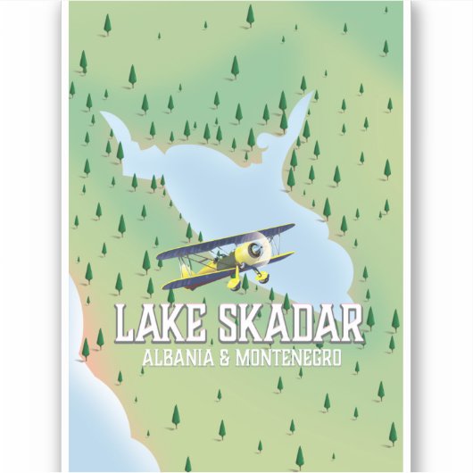 スカダールアルバニア湖とモンテネグロの地図 シール (正面)