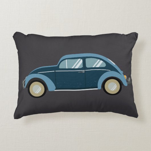 スカックールフ付きのブルーレトロ車 アクセントクッション (正面)