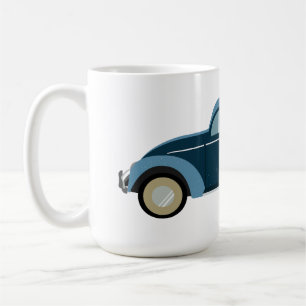 スカックールフ付きのブルーレトロ車 コーヒーマグカップ