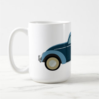 スカックールフ付きのブルーレトロ車 コーヒーマグカップ
