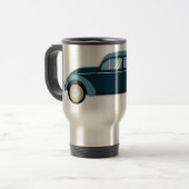 スカックールフ付きのブルーレトロ車 トラベルマグ (正面左)