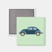 スカックールフ付きのブルーレトロ車 マグネット (正面/裏面)