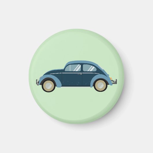 スカックールフ付きのブルーレトロ車 マグネット (正面)