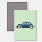 スカックールフ付きのブルーレトロ車 マグネット (正面/裏面)