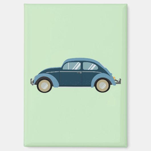 スカックールフ付きのブルーレトロ車 マグネット (正面)