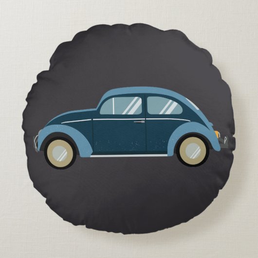 スカックールフ付きのブルーレトロ車 ラウンドクッション (正面)