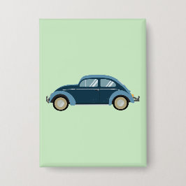 スカックールフ付きのブルーレトロ車 缶バッジ