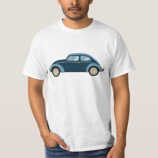 スカックールフ付きのブルーレトロ車 Tシャツ (正面)