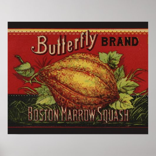 スカッシュアンティーク野菜ラベル缶 ポスター (正面)
