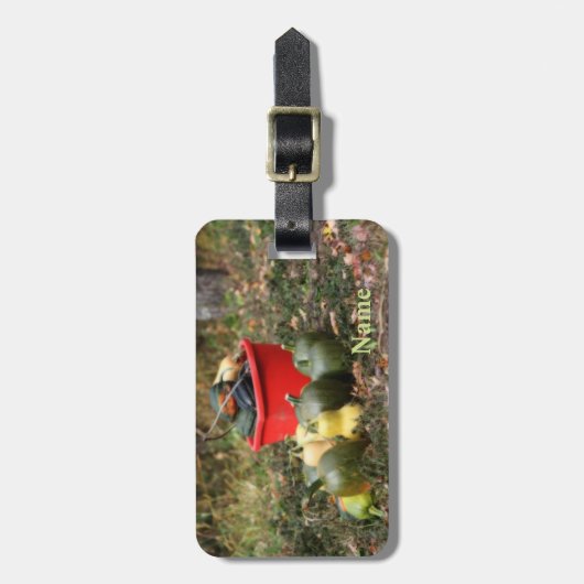 スカッシュカントリーガーデンパーソナライズされた収穫 ラゲッジタグ (正面縦)