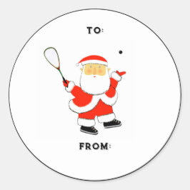 スカッシュスポーツクリスマスギフトタグ ラウンドシール