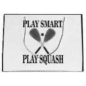 スカッシュスポーツプレーヤー誕生日 ラージペーパーバッグ (正面)