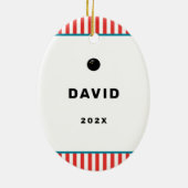 スカッシュパーソナライズされたプレーヤーホリディギフト セラミックオーナメント (裏面)