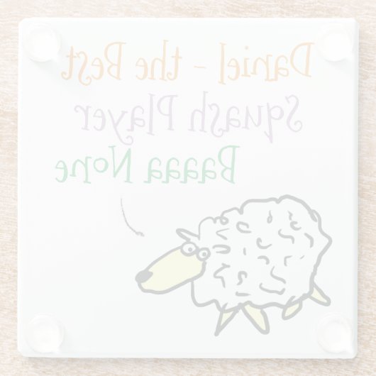 スカッシュプレーヤーガラスコースター用の羊デザイン ガラスコースター (裏面)