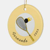 スカッシュプレーヤーコーチラケット&ボール名年スポーツ セラミックオーナメント (左)