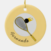 スカッシュプレーヤーコーチラケット&ボール名年スポーツ セラミックオーナメント (裏面)