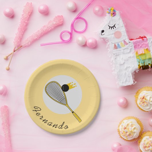 スカッシュプレーヤーコーチRacketball名前をカスタムするスポーツ ペーパープレート (パーティー)