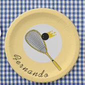 スカッシュプレーヤーコーチRacketball名前をカスタムするスポーツ ペーパープレート