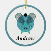 スカッシュラケットボール選手コーチ子供の名前 セラミックオーナメント (正面)