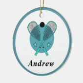 スカッシュラケットボール選手コーチ子供の名前 セラミックオーナメント (左)