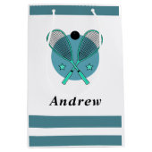 スカッシュラケットボール選手コーチ子供の名前 ミディアムペーパーバッグ (正面)