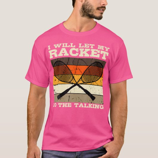 スカッシュレトロヴィンテージラケットラバーボールスポーツラック Tシャツ (正面)